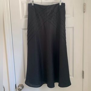 Chic Black A-Line Skirt 100% Linen Fully Lined